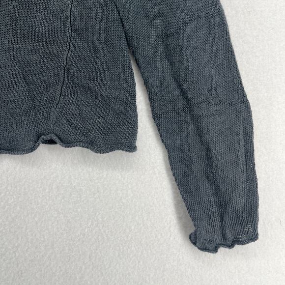 EILEEN FISHER Sweater S Linen Round Neck Pullover Jumper Sheer Gray - Picture 10 of 15